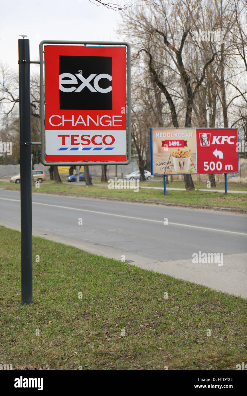 Tesco sign in Hungary Stock Photo Alamy