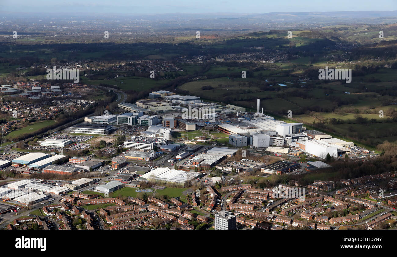 aerial view of the Astra Zeneca plant at Macclesfiled, Cheshire Stock Photo