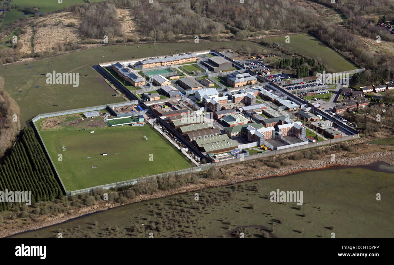 aerial view of HMP Hindley, Wigan, Lancashire, UK Stock Photo