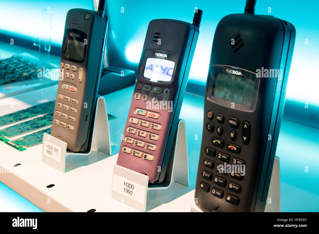 Salo, Finland, 08.03.2017. View of the Elektroniikka Museum collection of Nokia product. Stock Photo