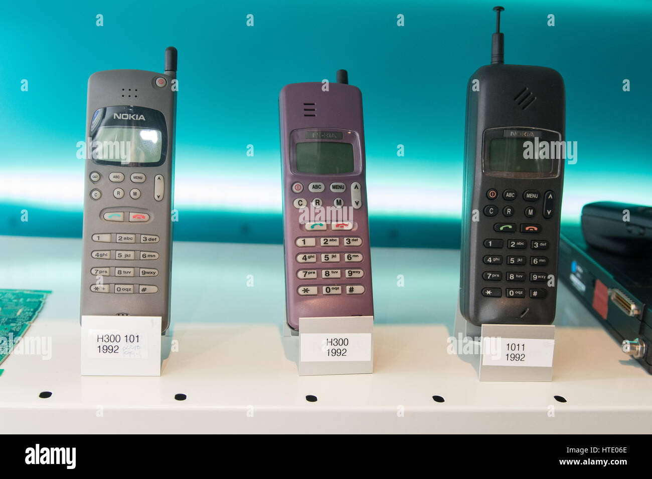 Salo, Finland, 08.03.2017. View of the Elektroniikka Museum collection of Nokia product. Stock Photo