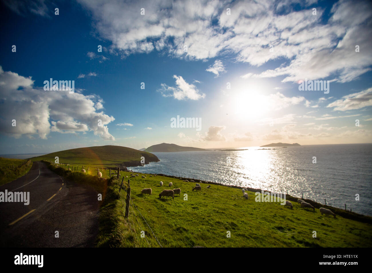 Sunset coast on Ireland´s Wild Atlantic Way, Kerry Stock Photo