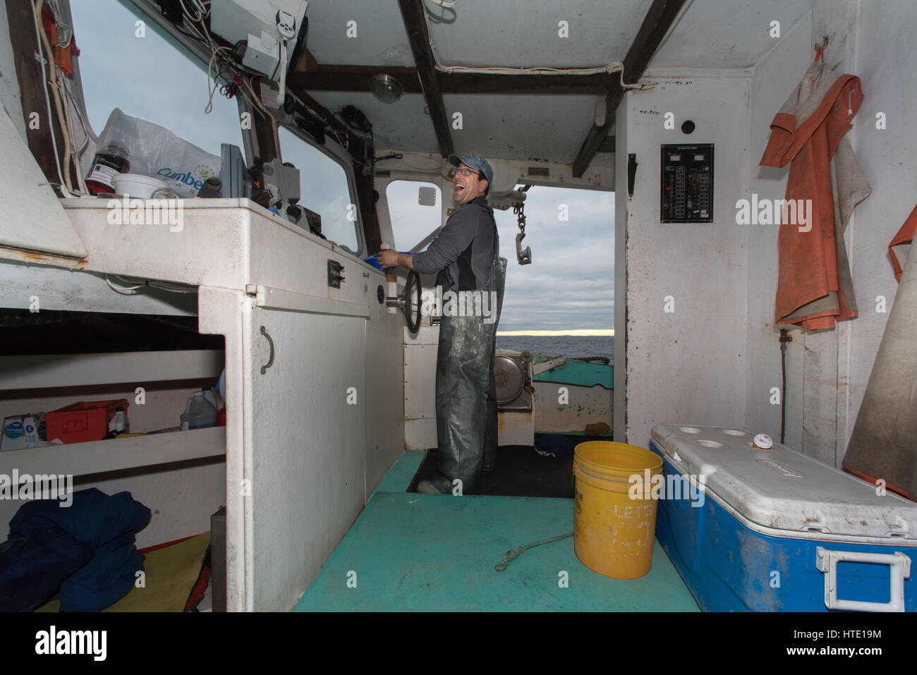 Captaining Lobster Boat, Yarmouth Stock Photo Alamy