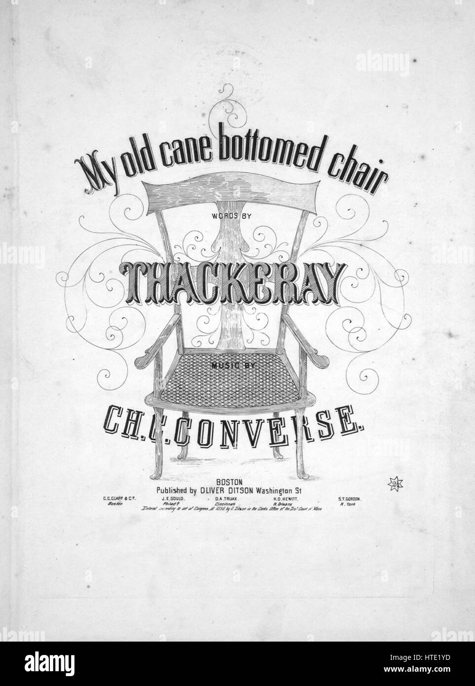 Sheet music cover image of the song 'My Old Cane Bottomed Chair', with