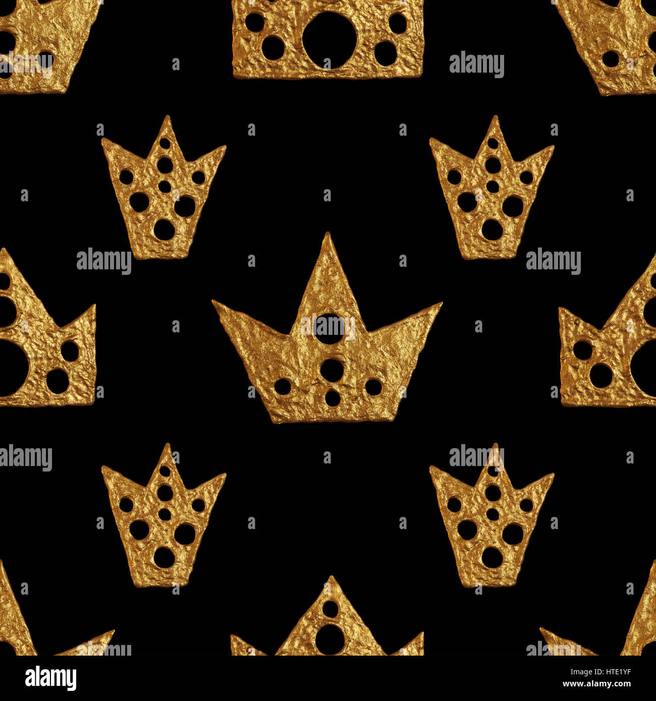 Golden Crown Pattern Crown pattern. Hand painting seamless background. Vintage gold ...