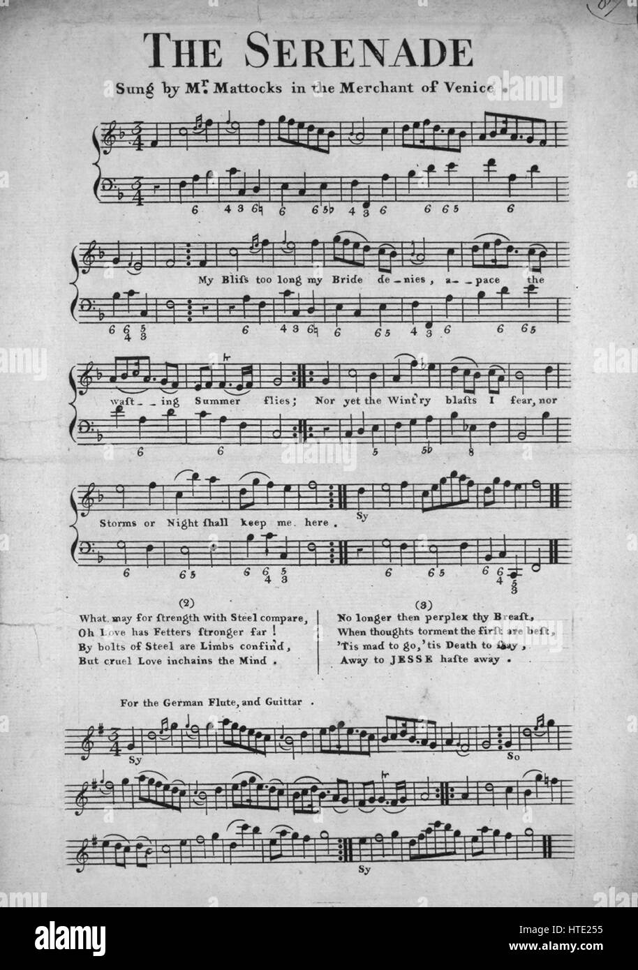 Sheet music cover image of the song 'The Serenade', with original