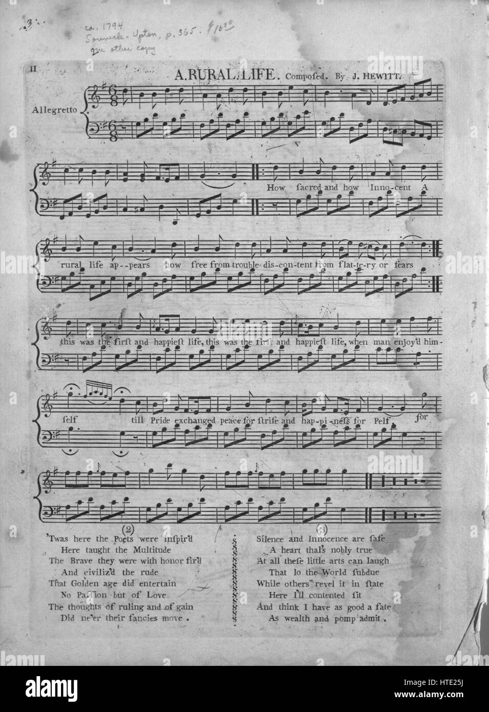 Sheet music cover image of the song 'A Rural Life', with original ...
