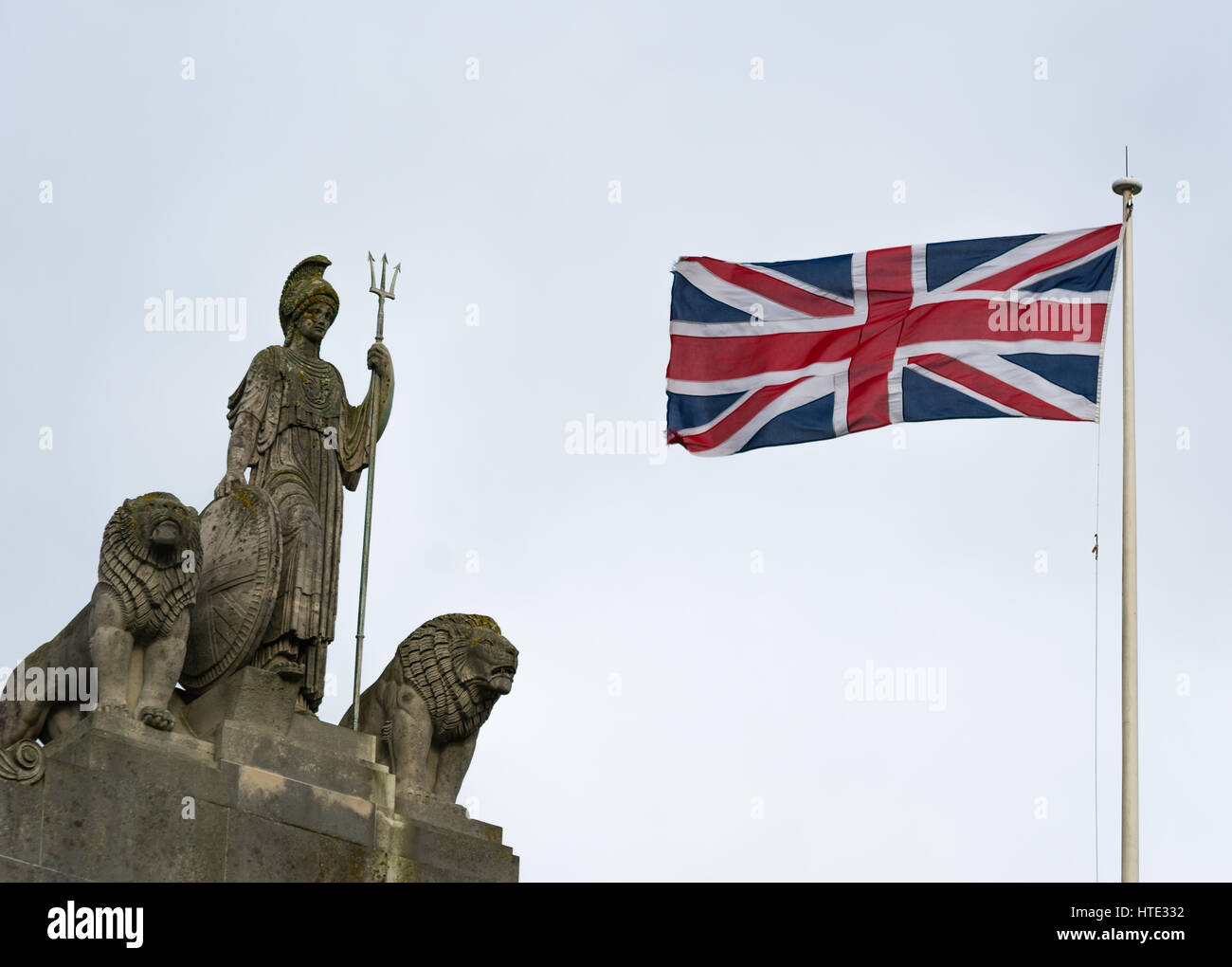 Statue of Britannia on top of Stormont building. Stock Photo
