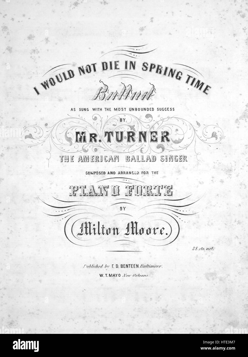 Sheet Music Cover Image Of The Song I Would Not Die In Spring Time Stock Photo Alamy