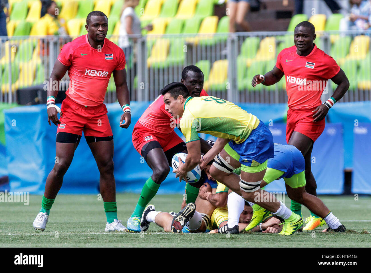 Rio de Janeiro Brazil. 11 August 2016 Felipe Sancery BRA competes in the Men s Rugby Sevens in a match vs. Kenya at the 2016 Olympic Summer Games Stock Photo Alamy