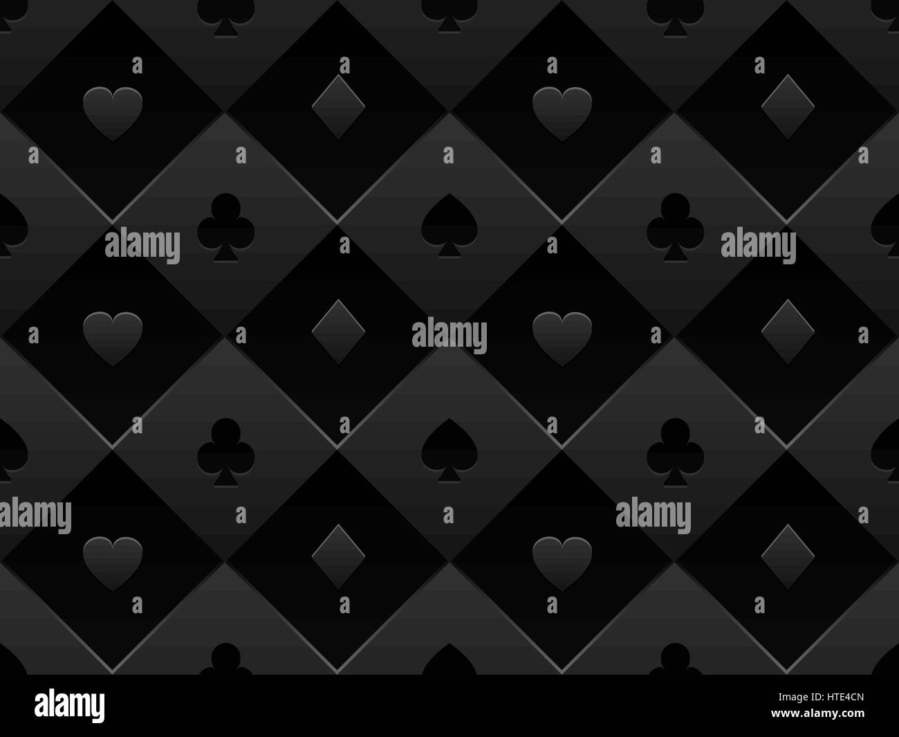 Black seamless pattern fabric poker table. Minimalistic casino vector 3d background with texture composed from volume card symbol Stock Vector