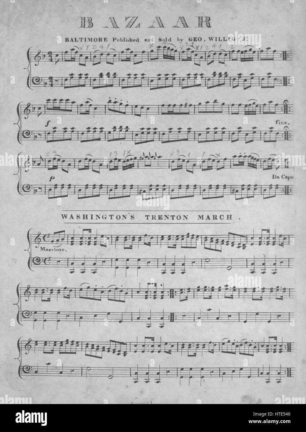 Sheet music cover image of the song 'Bazaar Washington's Trenton March ...