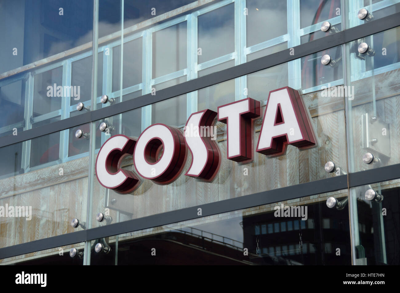 Costa cafe sign logo. Stock Photo