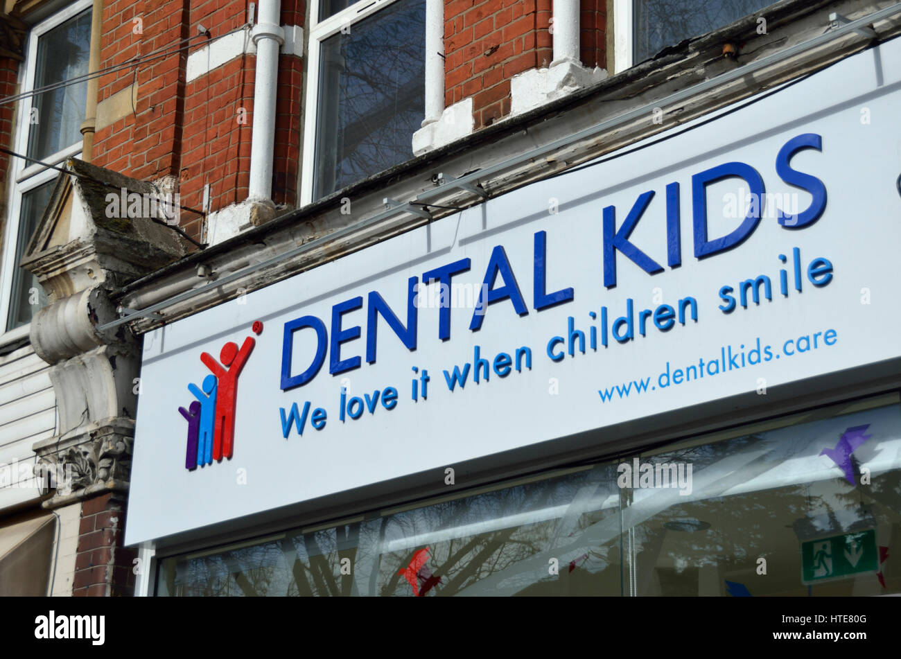 Dental Kids children’s dental practice in Chiswick High Rd, Chiswick, London, UK. Stock Photo