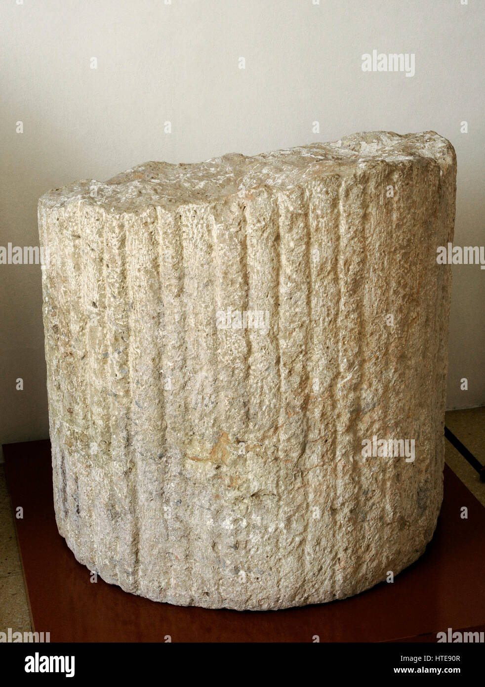 Fragment of column. 1st-2nd century AD. Local stone. Tarragona. Spain. National Archaeological Museum. Tarragona. Spain. Stock Photo