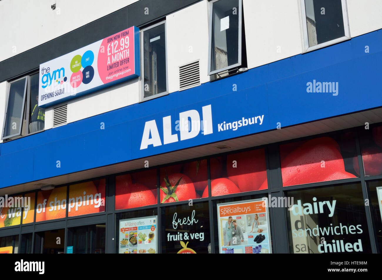 Aldi discount supermarket in Kingsbury, London, UK. Stock Photo