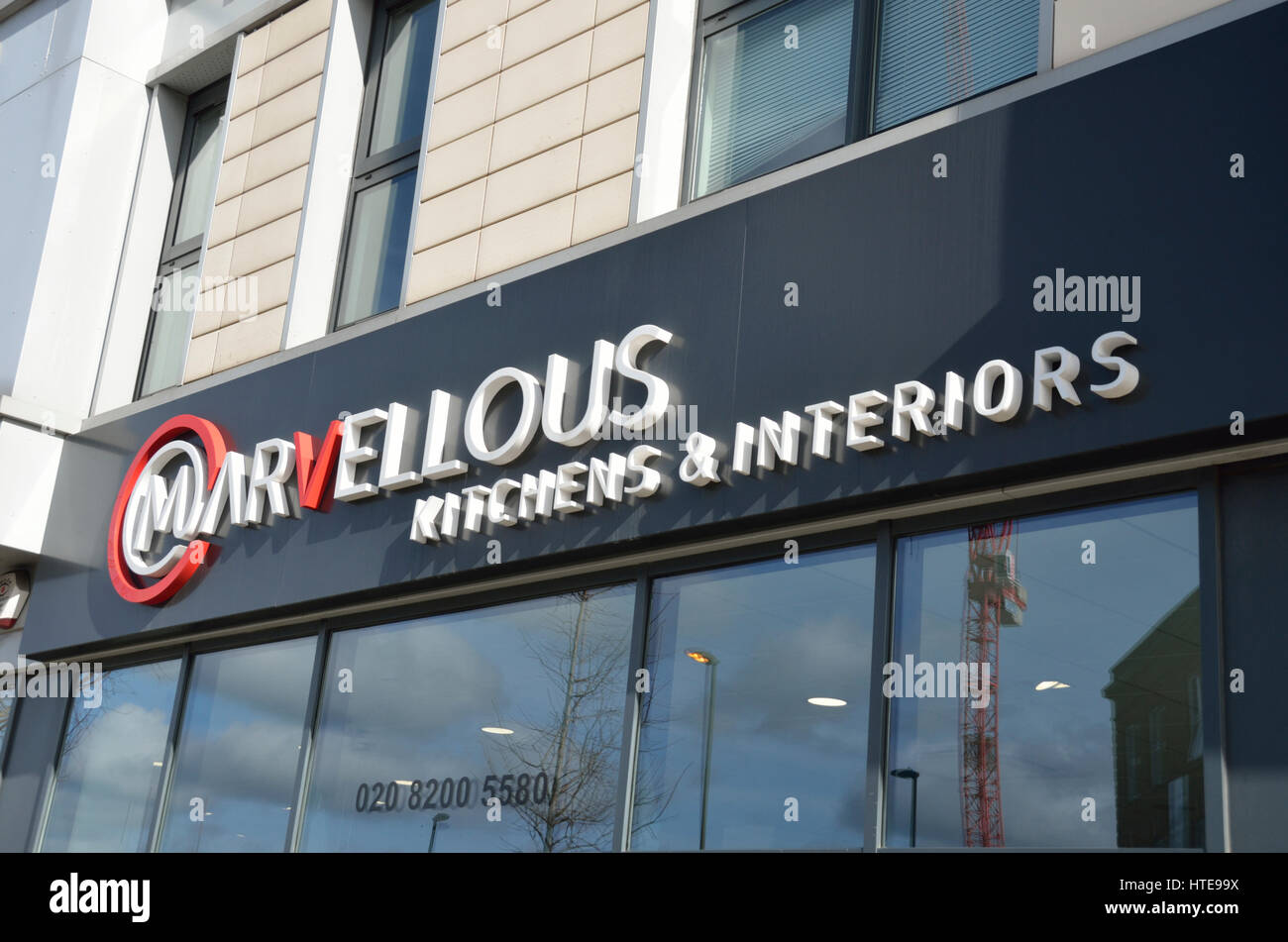 Marvellous Kitchens and Interiors store in Edgware Road, Colindale, London, UK. Stock Photo