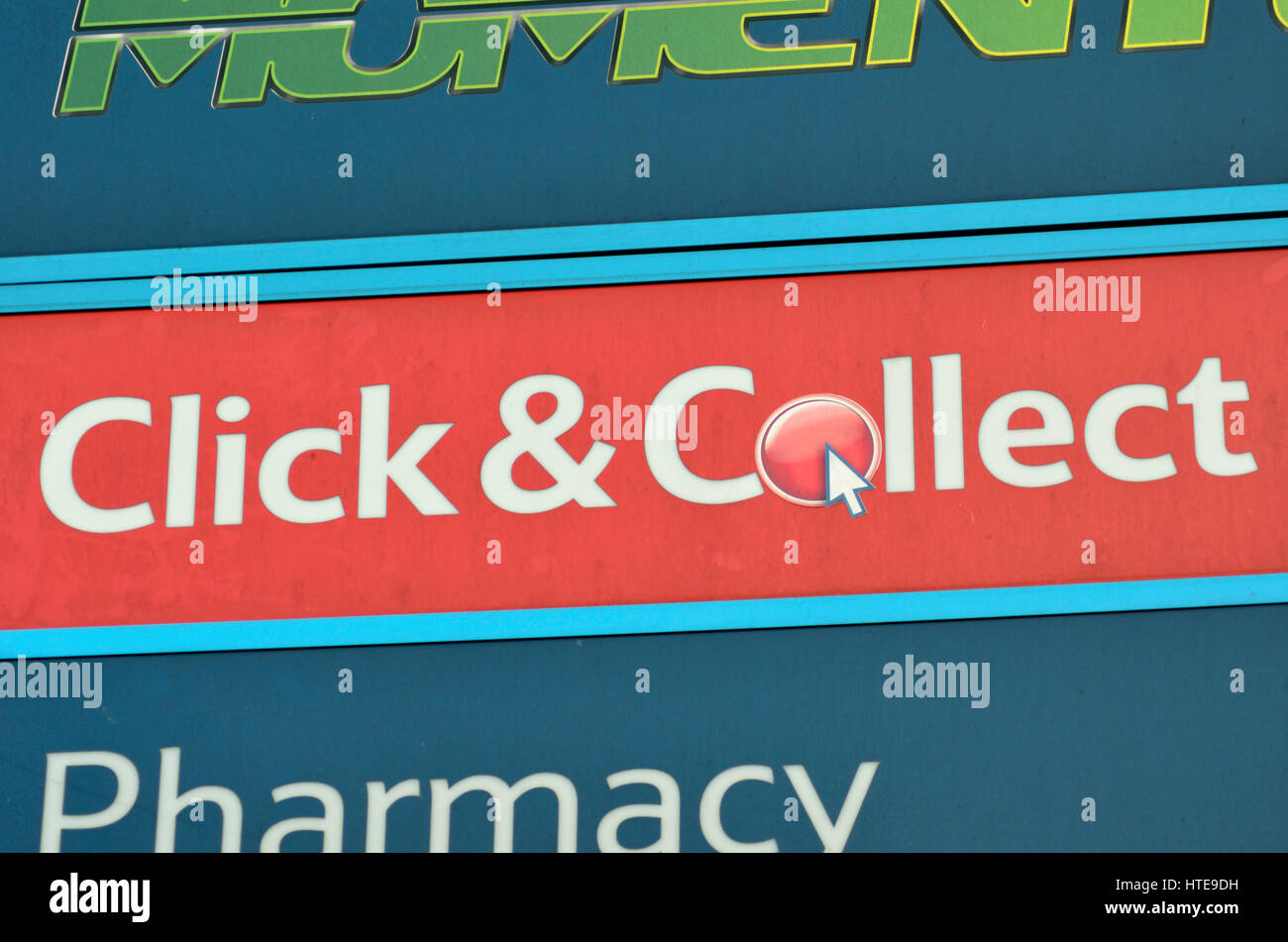 Tesco Click and Collect sign. Stock Photo