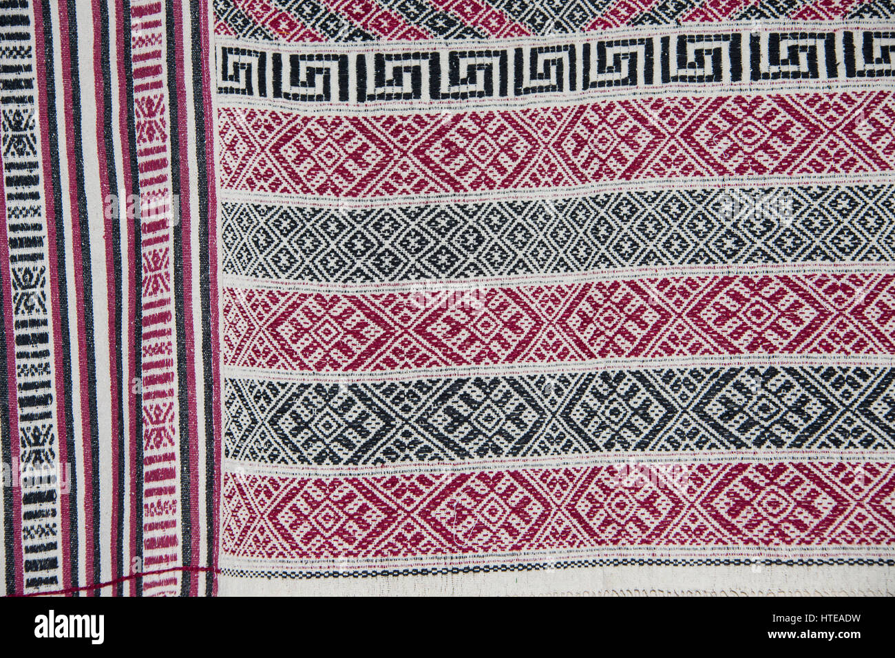 Bhutan, Thimphu. The Bhutan Textile Museum aka the National Textile Museum. Museum shop, display of high quality traditional handmade textiles. Stock Photo