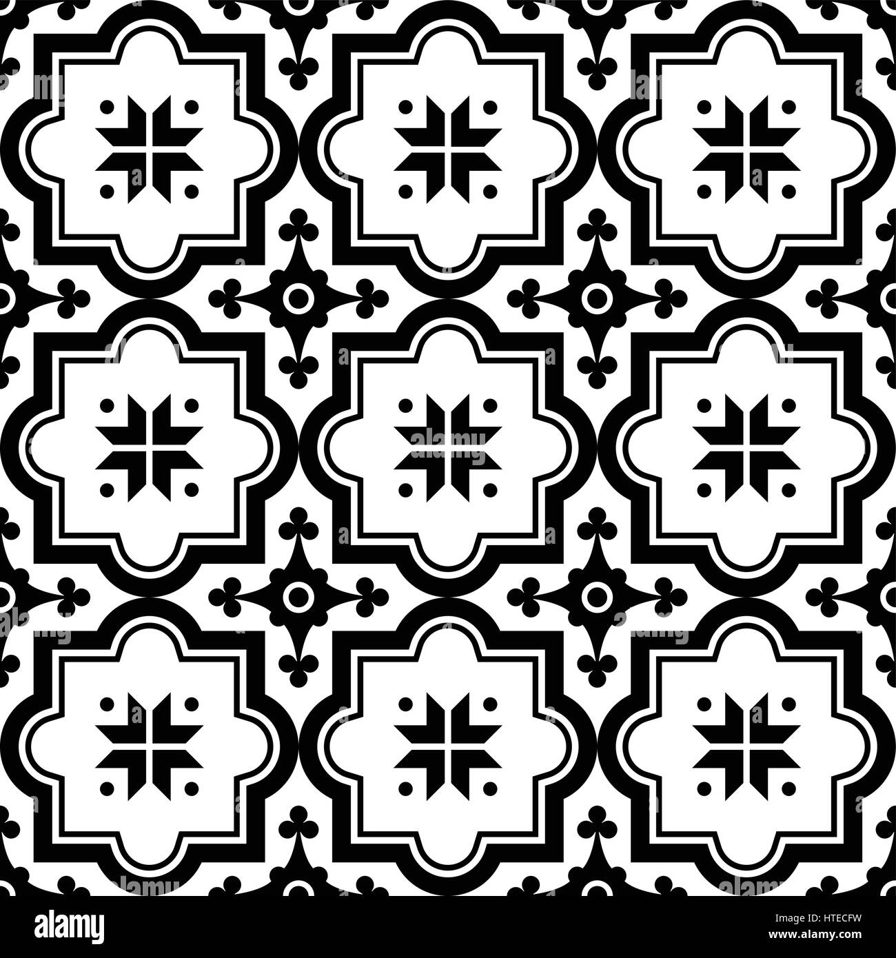 Arabic pattern, Moroccan blue tiles design Stock Vector