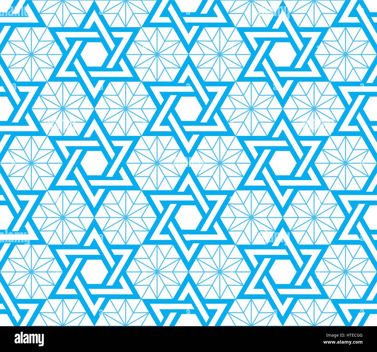 Jewish, Star of David blue seamless pattern Stock Vector