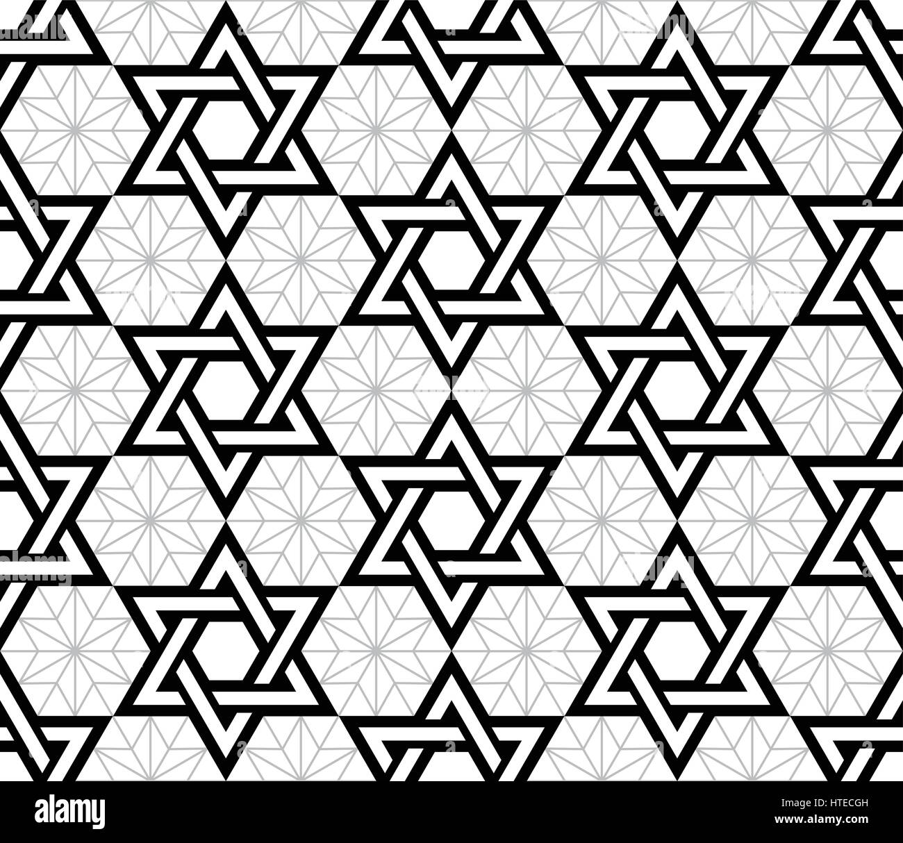 Jewish, Star of David black seamless pattern Stock Vector