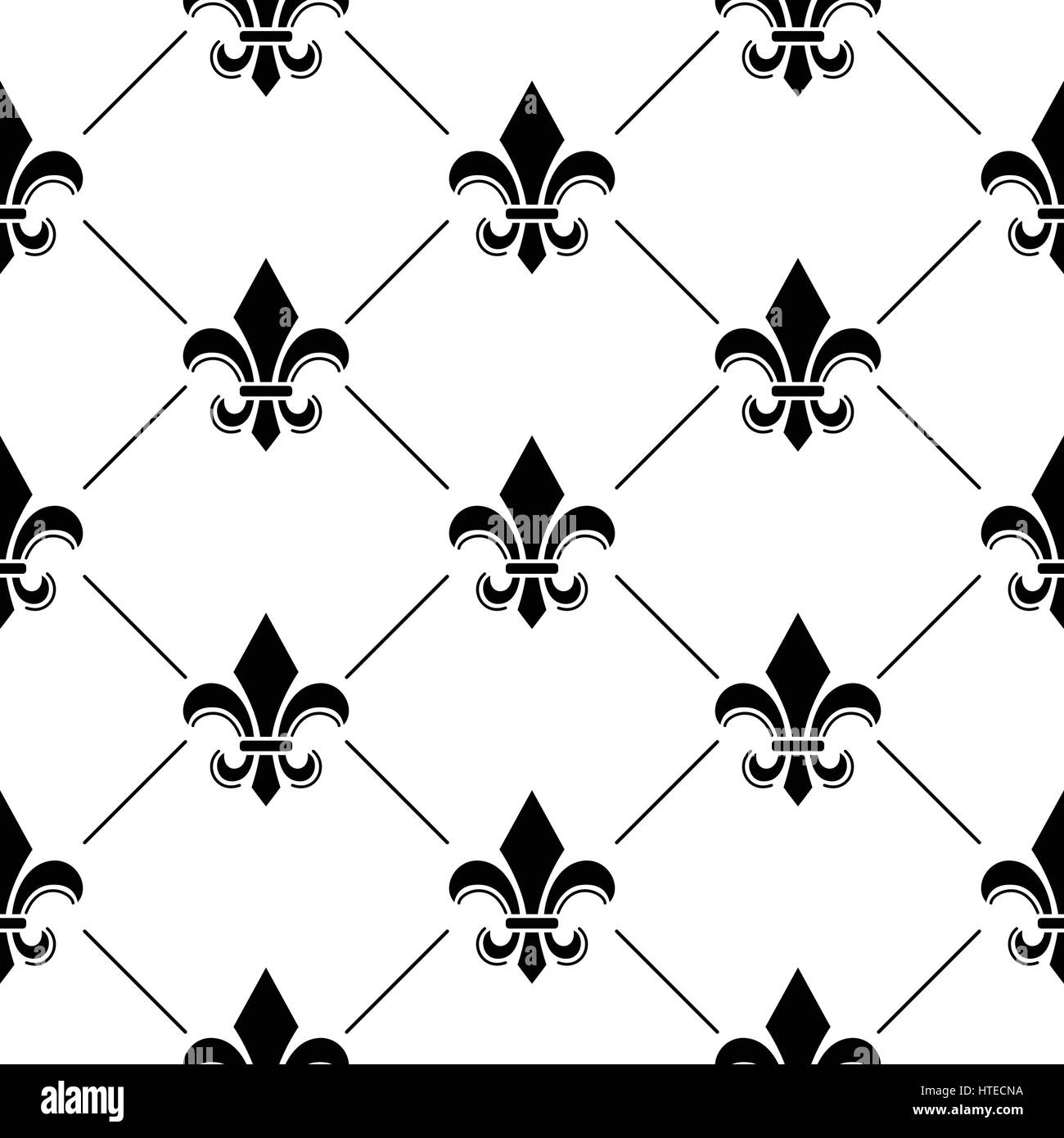 French Damask background Fleur de lis black pattern Stock Vector