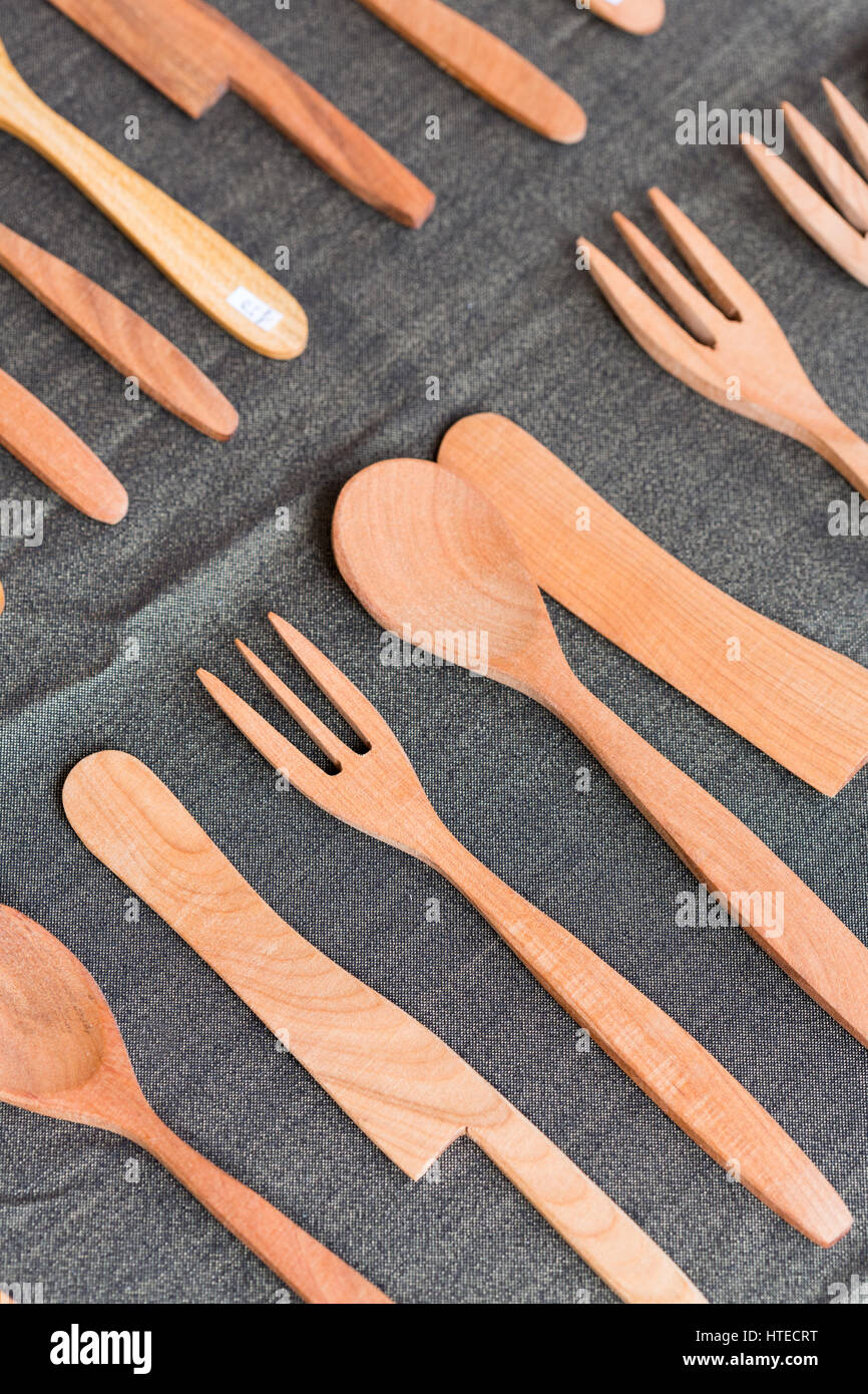 Local Market Tool >> Wooden Cutlery On Display At A Local Market In The South Of France Local Market Tool >> Wooden Cutlery On Display At A Local Market In The South Of France