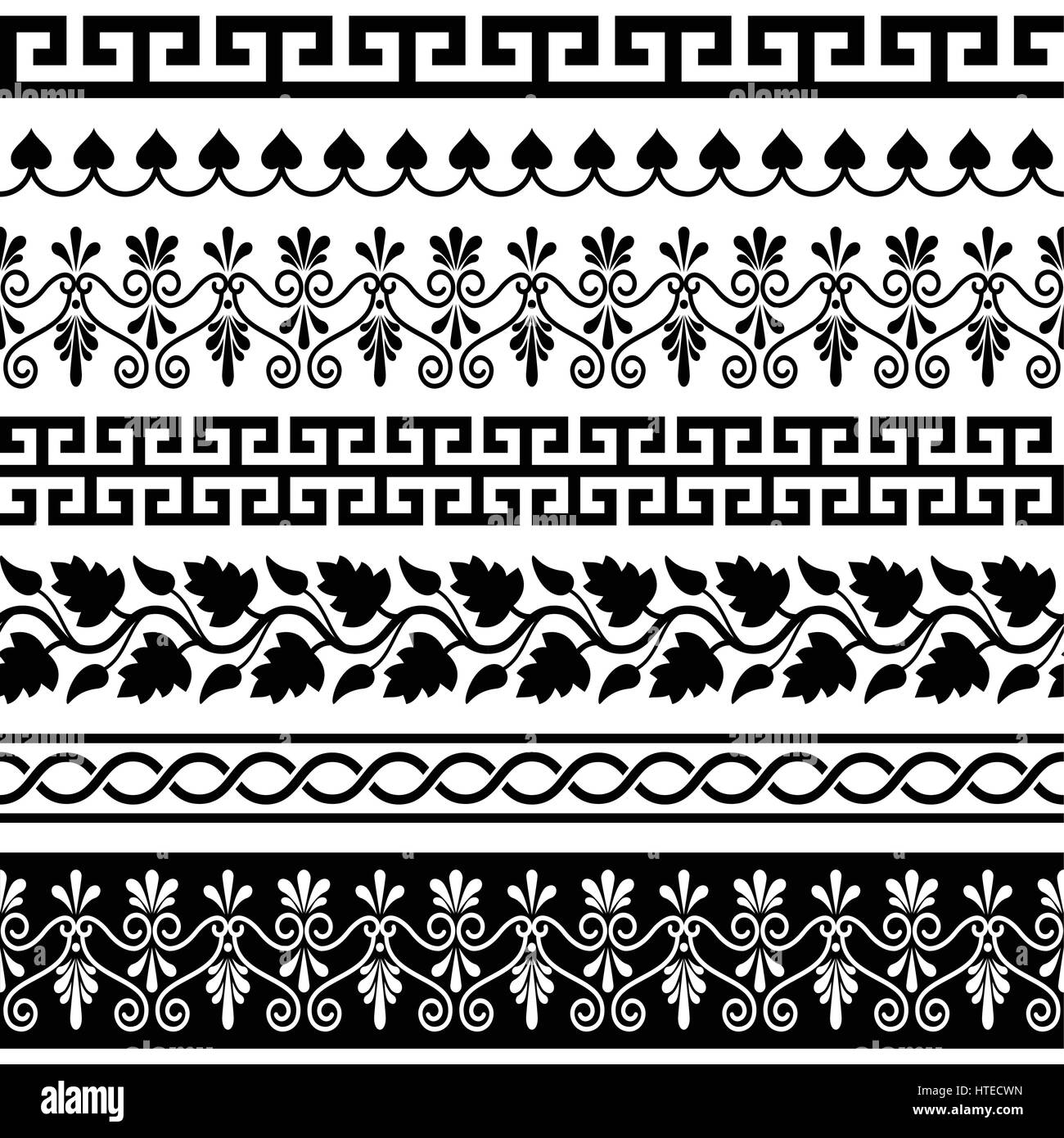 Ancient Greek pattern - seamless set of antique borders from Greece Stock Vector
