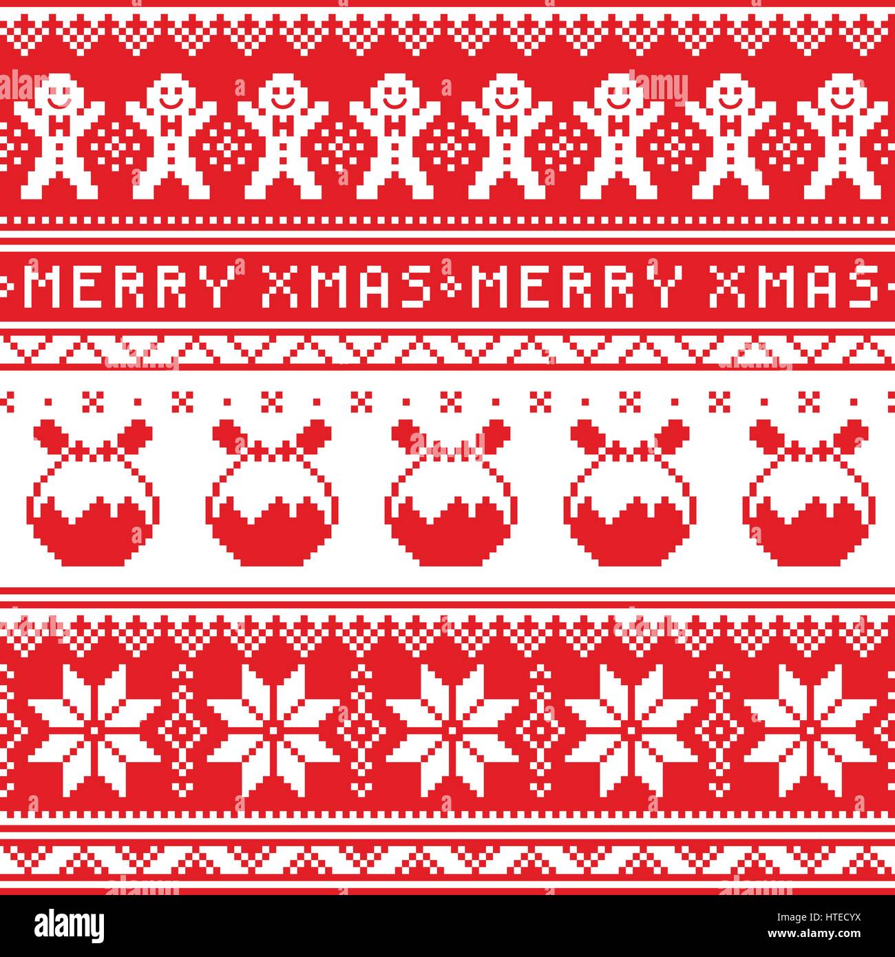 Christmas jumper or sweater seamless pattern with gingerbread man and