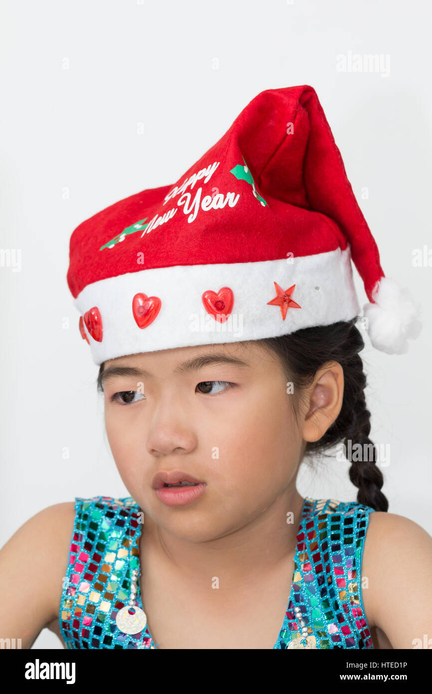 Beautiful sad girl in a Happy New Year's Day. Stock Photo