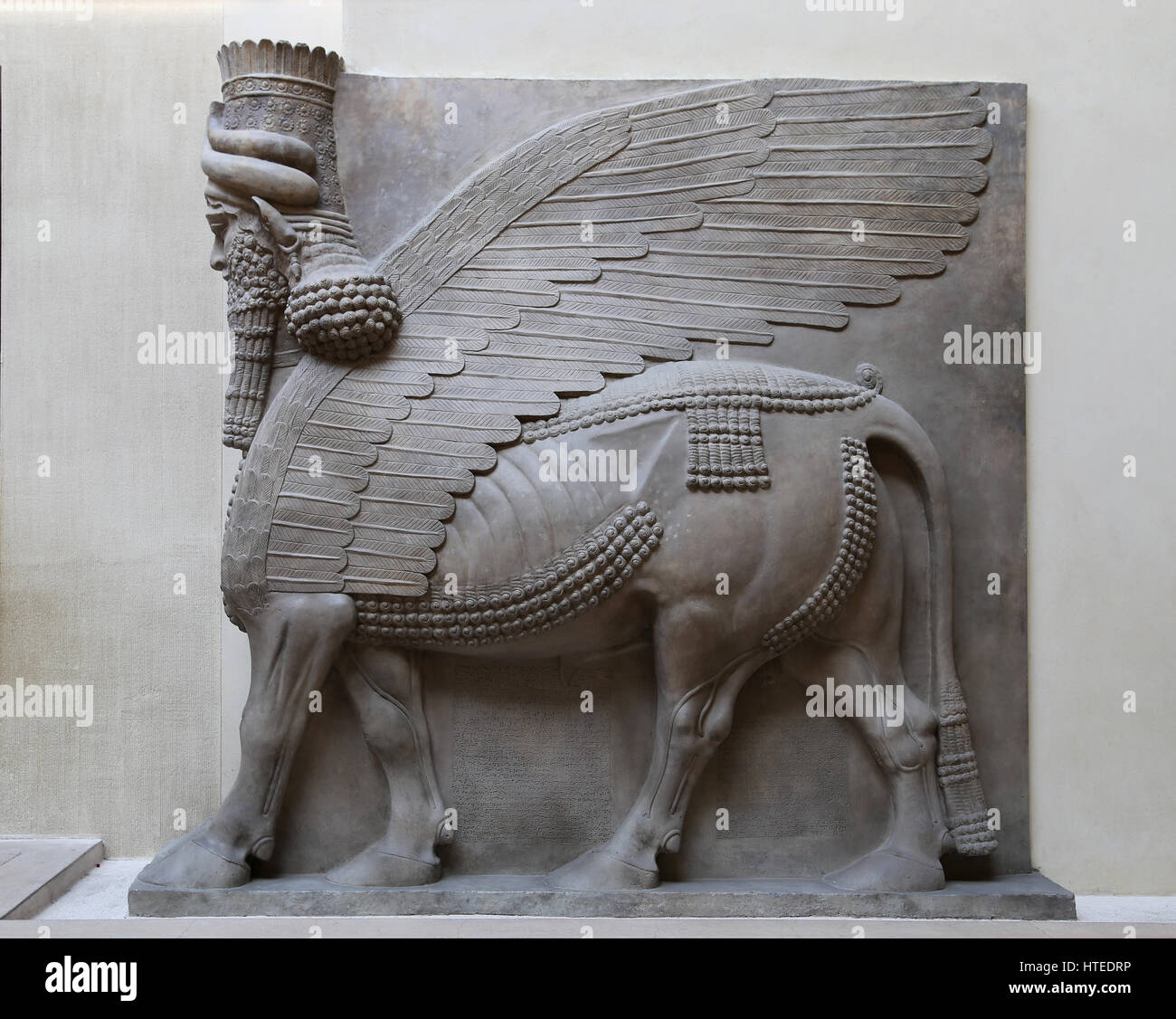 Lamassu from the Palace of Sargon II. Assyrians. 721-705 BC. Khorsabad Palace. Louvre Museum. Paris. France. Stock Photo