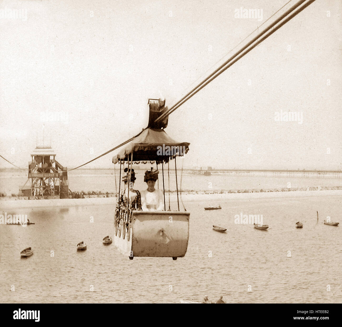 Aerial ride at Southport - early 1900s Stock Photo