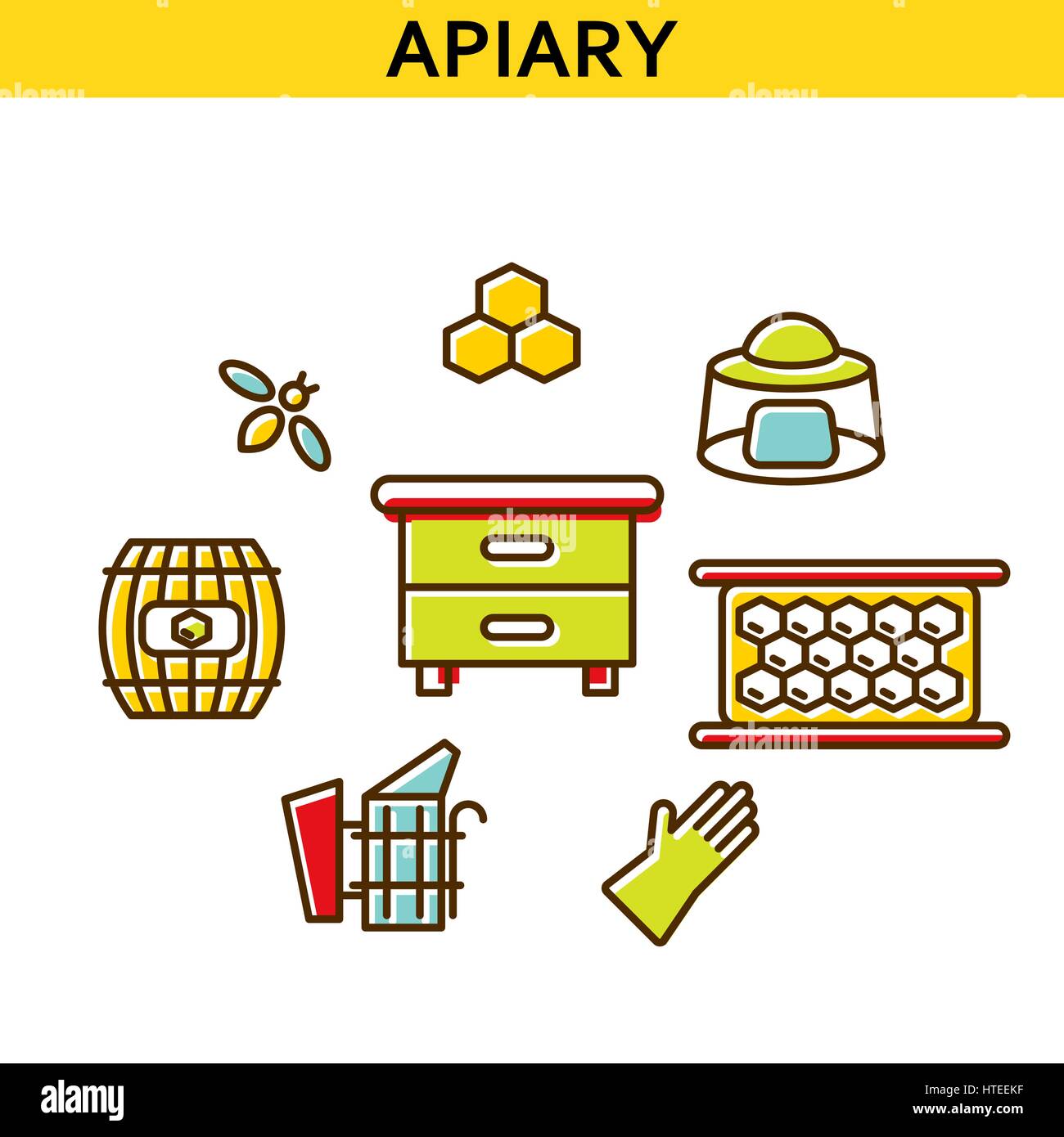 Apiary line icons vector. Stock Vector