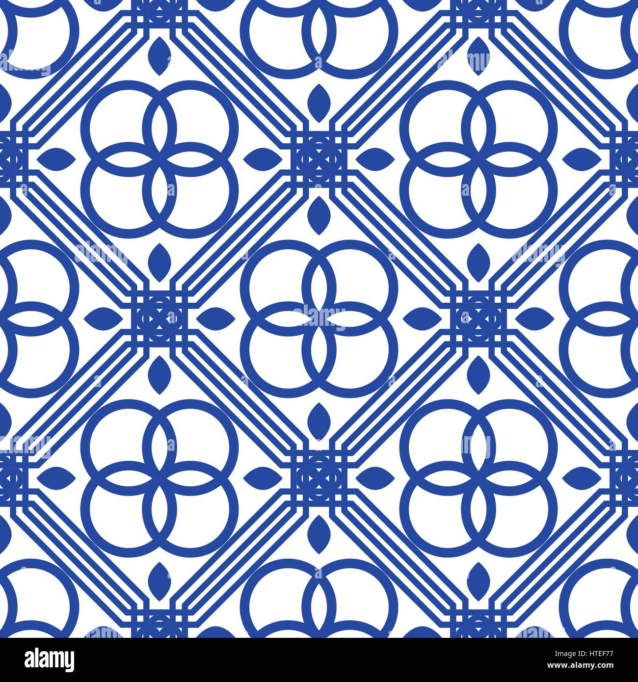 Blue and white mediterranean seamless tile pattern. Geometric ...