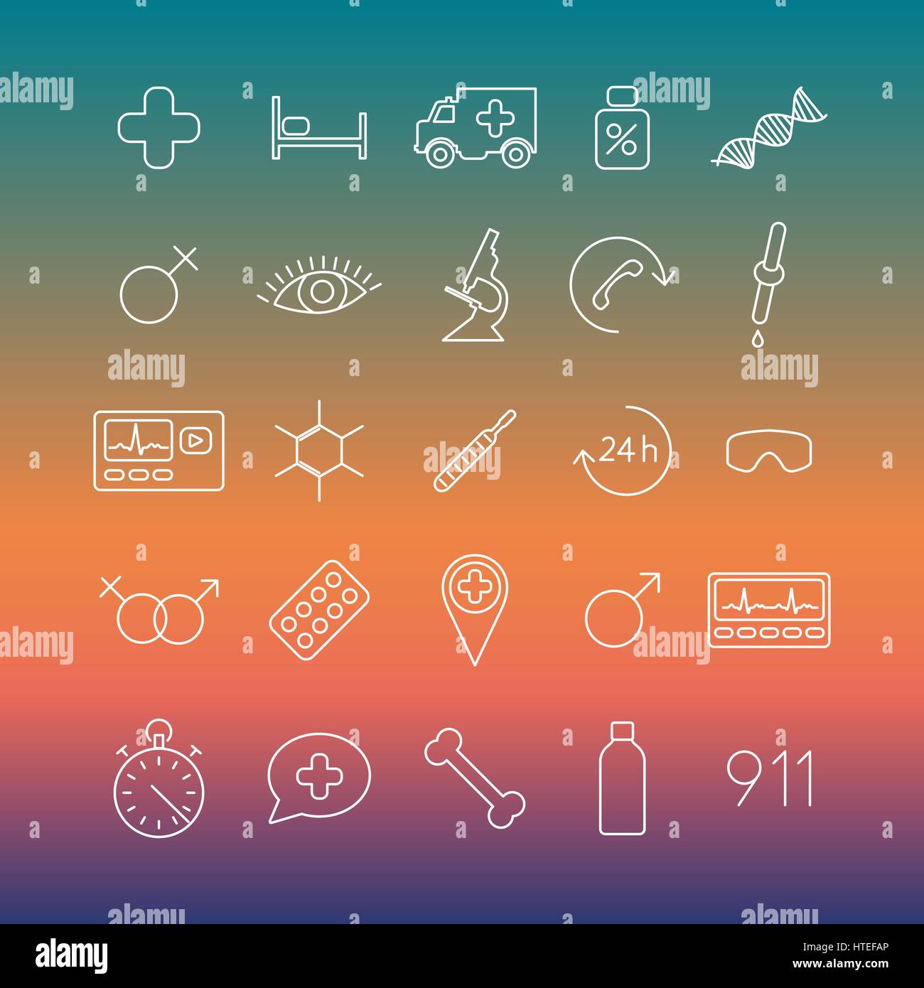 A set of medical icons from thin lines second part, vector illustration