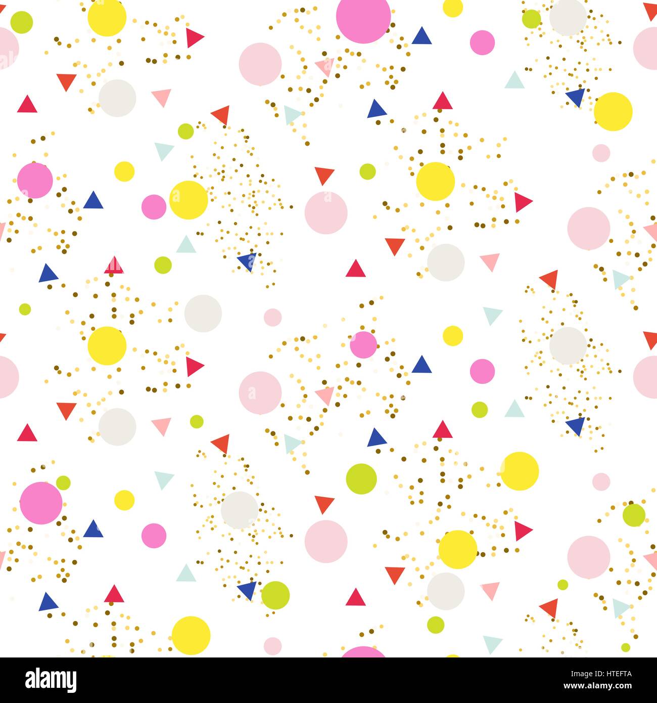 Confetti seamless white glitter vector background. Pink and yellow