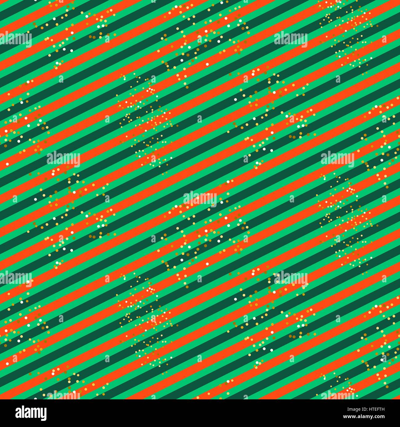 Diagonal red and green line seamless pattern with glitter. Striped background for festive wrap paper. Stock Vector