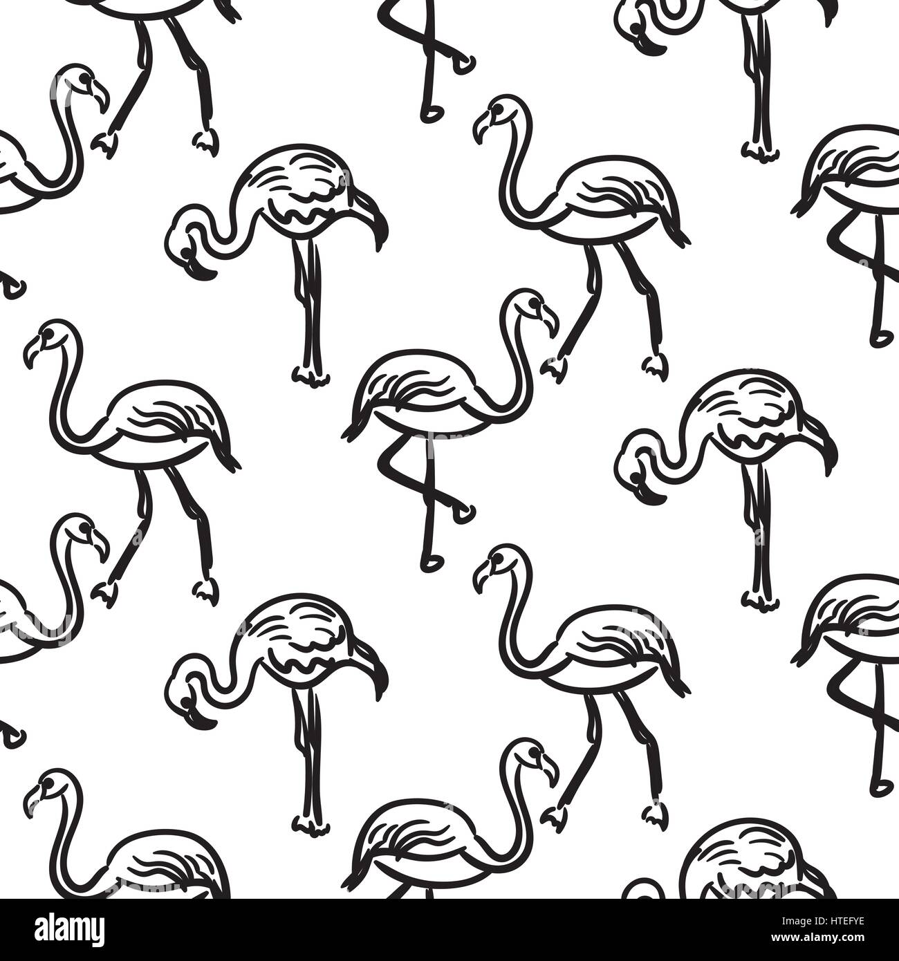 Flamingo Pattern Black And White Poster Tropical Leaves Flamingo