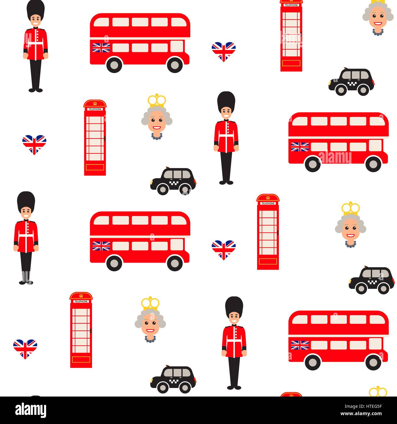 England symbols vector seamless pattern. Stock Vector