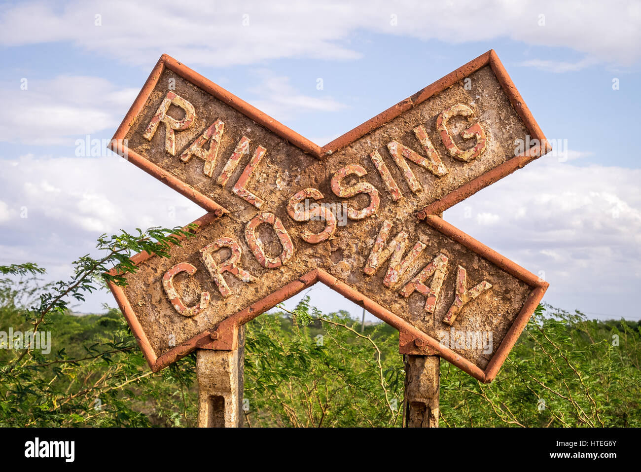 Old Rusty Railway Crossing Sign Kenya Stock Photo Alamy