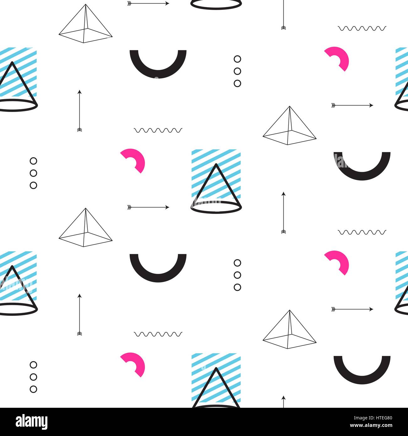 Retro triangles in 90s style seamless vector pattern Stock Vector Image ...