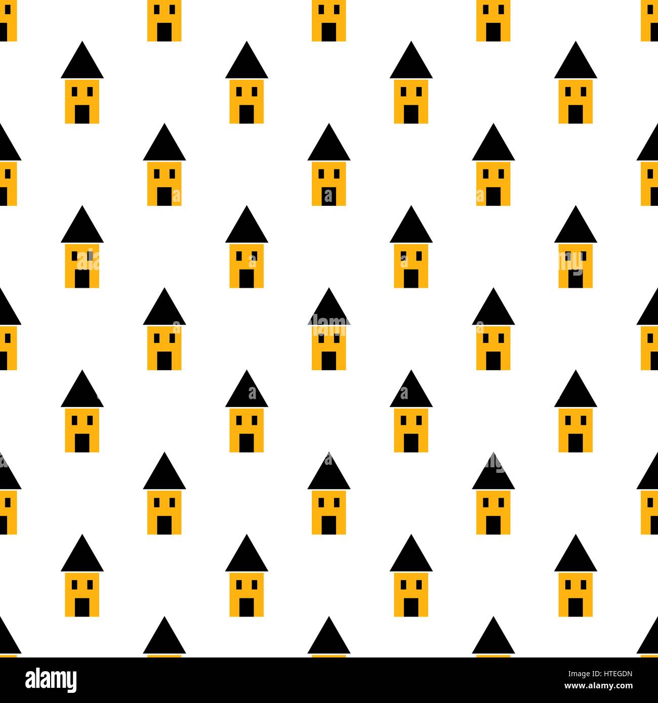 Simple yellow and black houses seamless pattern Stock Vector Image ...