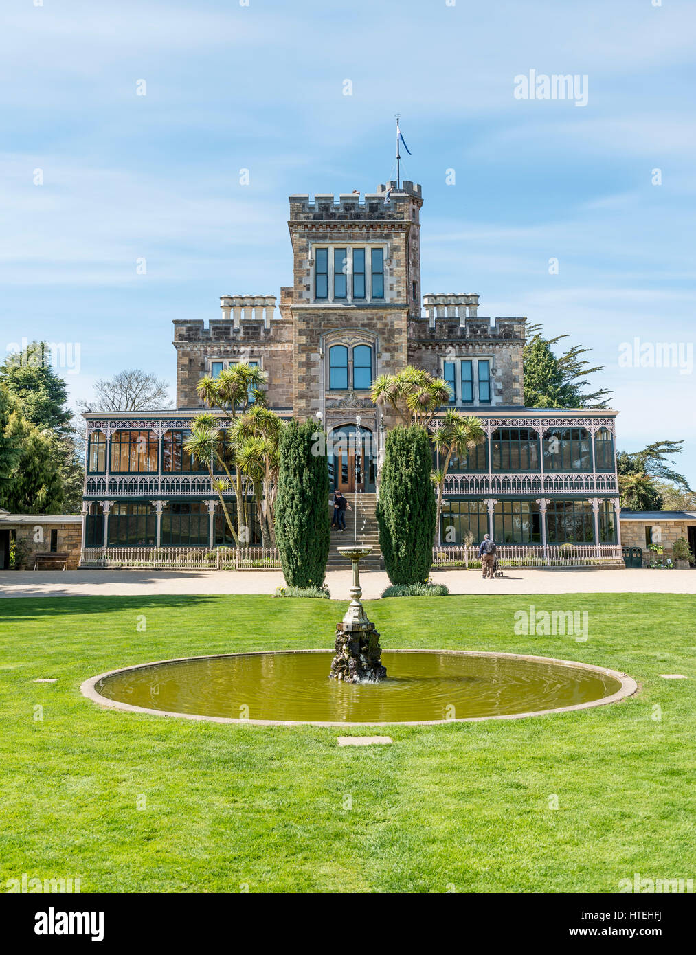 View of otago peninsula from the park of larnach castle hires stock