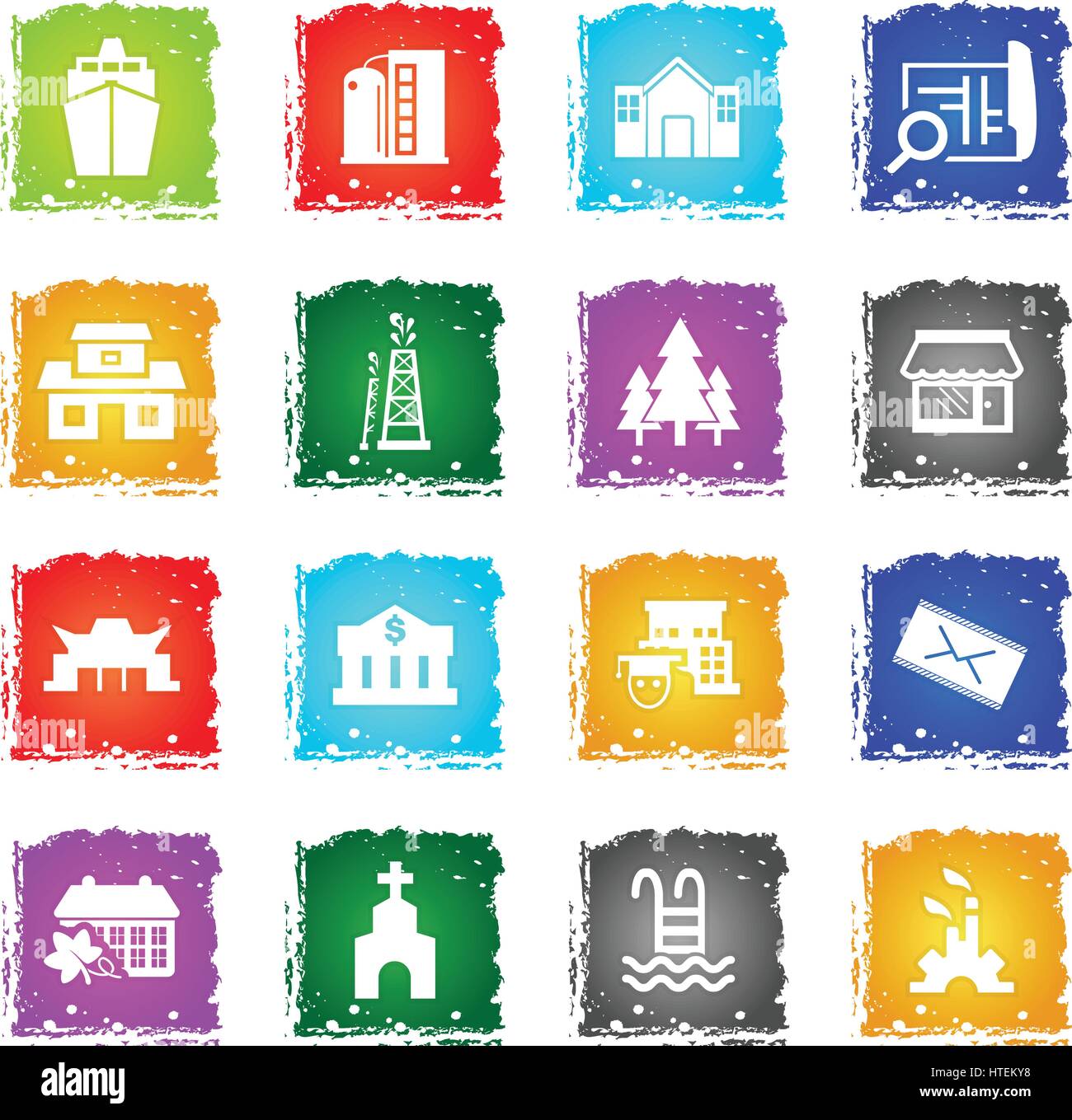 infrastructure vector web icons in grunge style for user interface ...