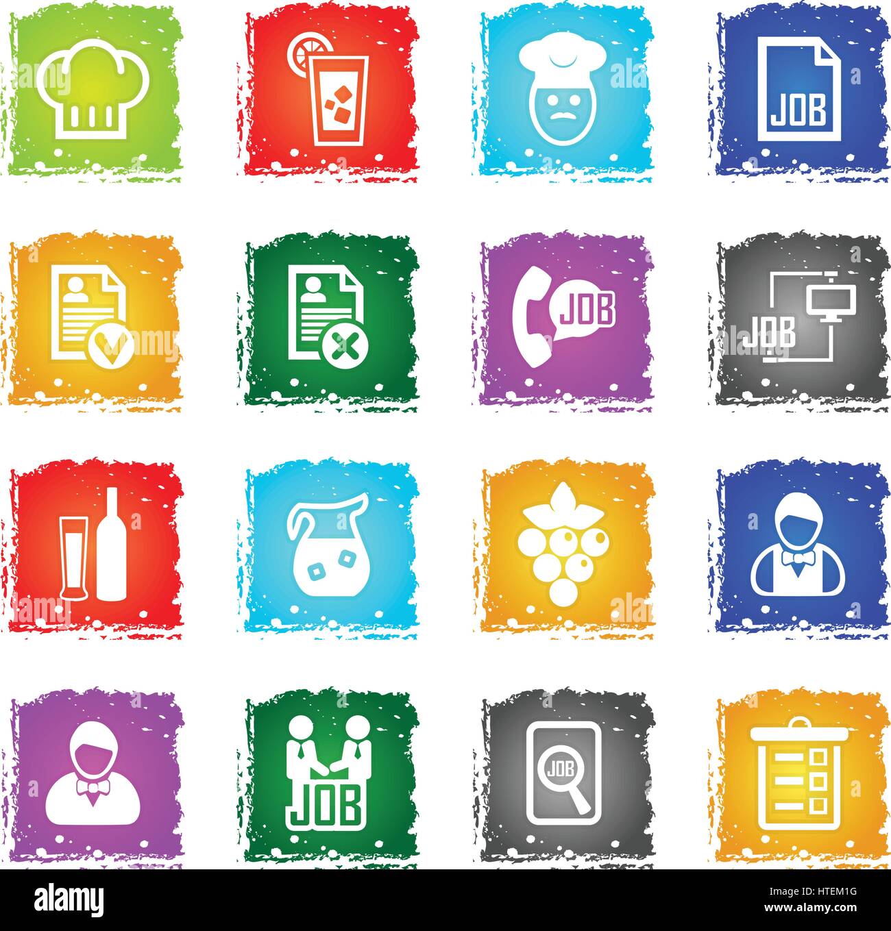 job search vector web icons in grunge style for user interface design ...