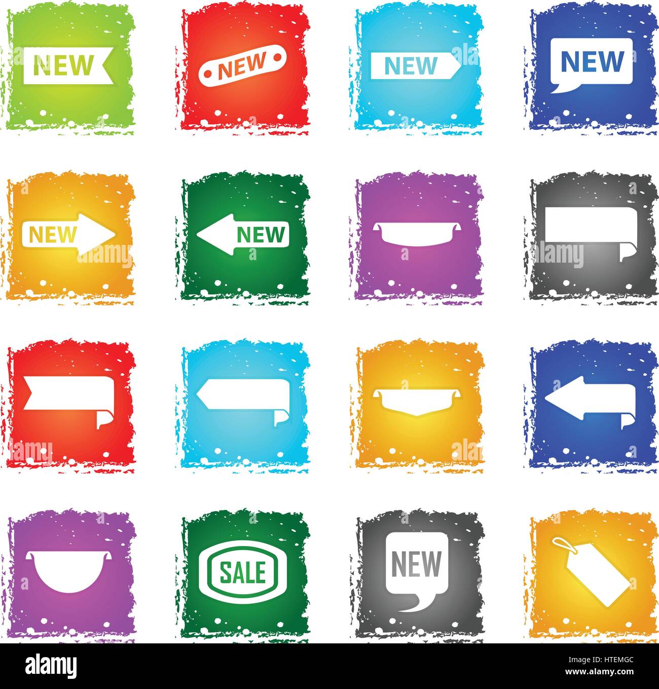 sticker and label vector web icons in grunge style for user interface ...