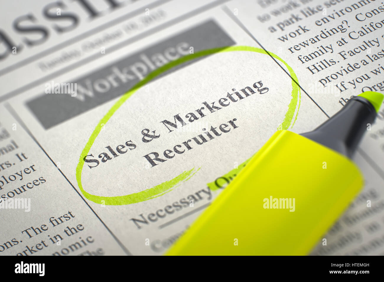 Newspaper column in classifieds jobs hires stock photography and