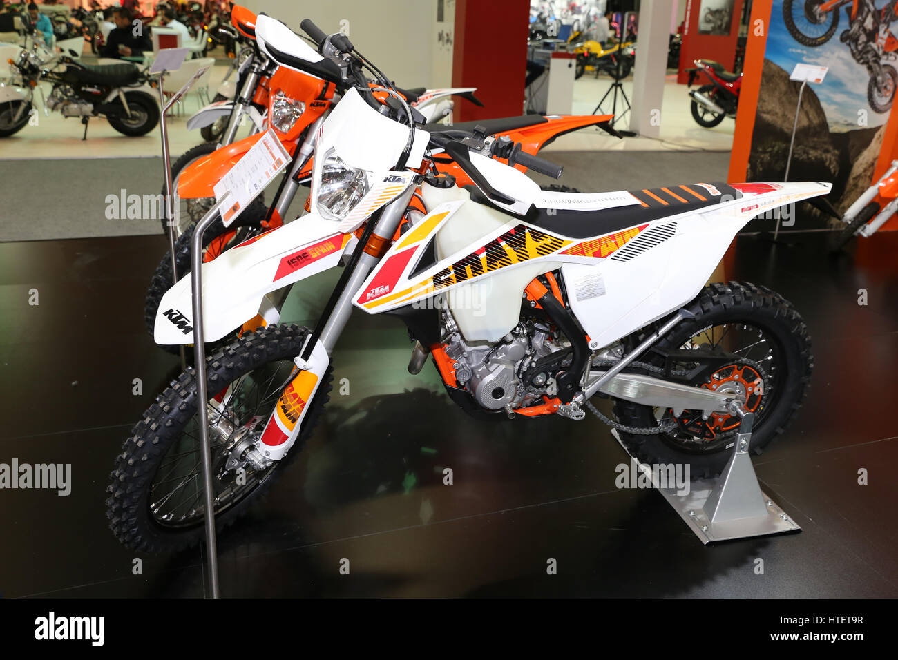 ISTANBUL, TURKEY - FEBRUARY 25, 2017: KTM 250 EXC-F on display at