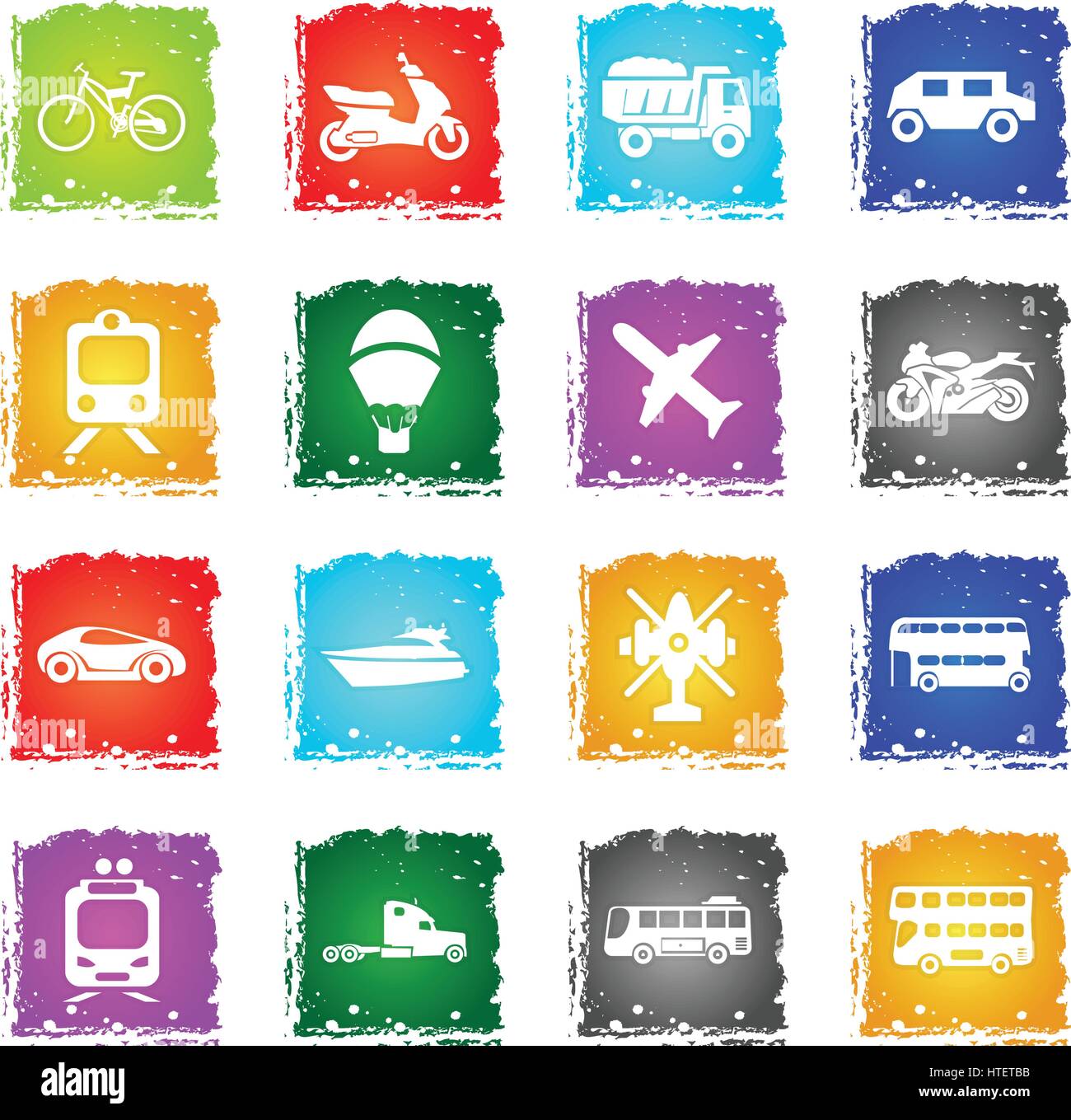 transport types vector web icons in grunge style for user interface ...